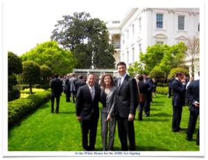 Jason Best Sherwood Neiss and Karen Kerrigan at the White House signing of the JOBS Act in 2013