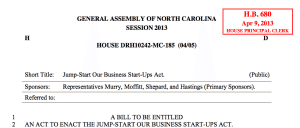 Jump-Start Our Business Start-Up Act of North Carolina
