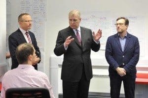 Prince Andrew visiting businesses at the Engine Shed business centre