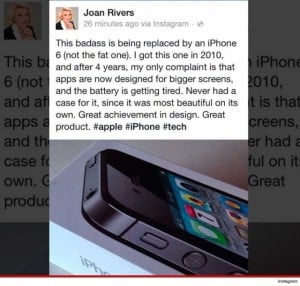 Joan Rivers Promotes iPhone 6 in a Tweet