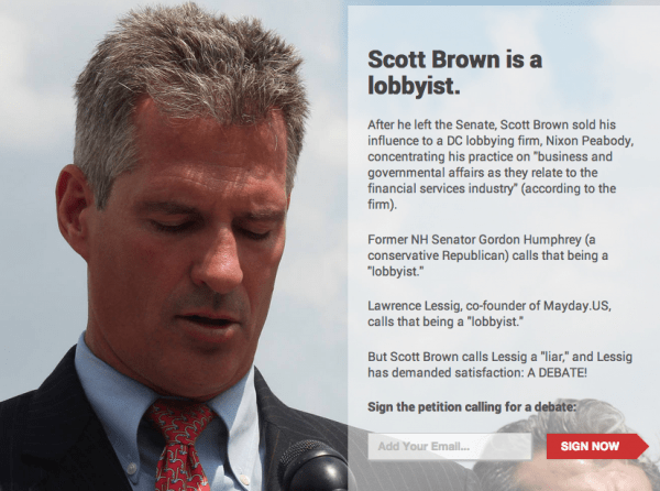 Mayday Scott Brown is a Lobbyist